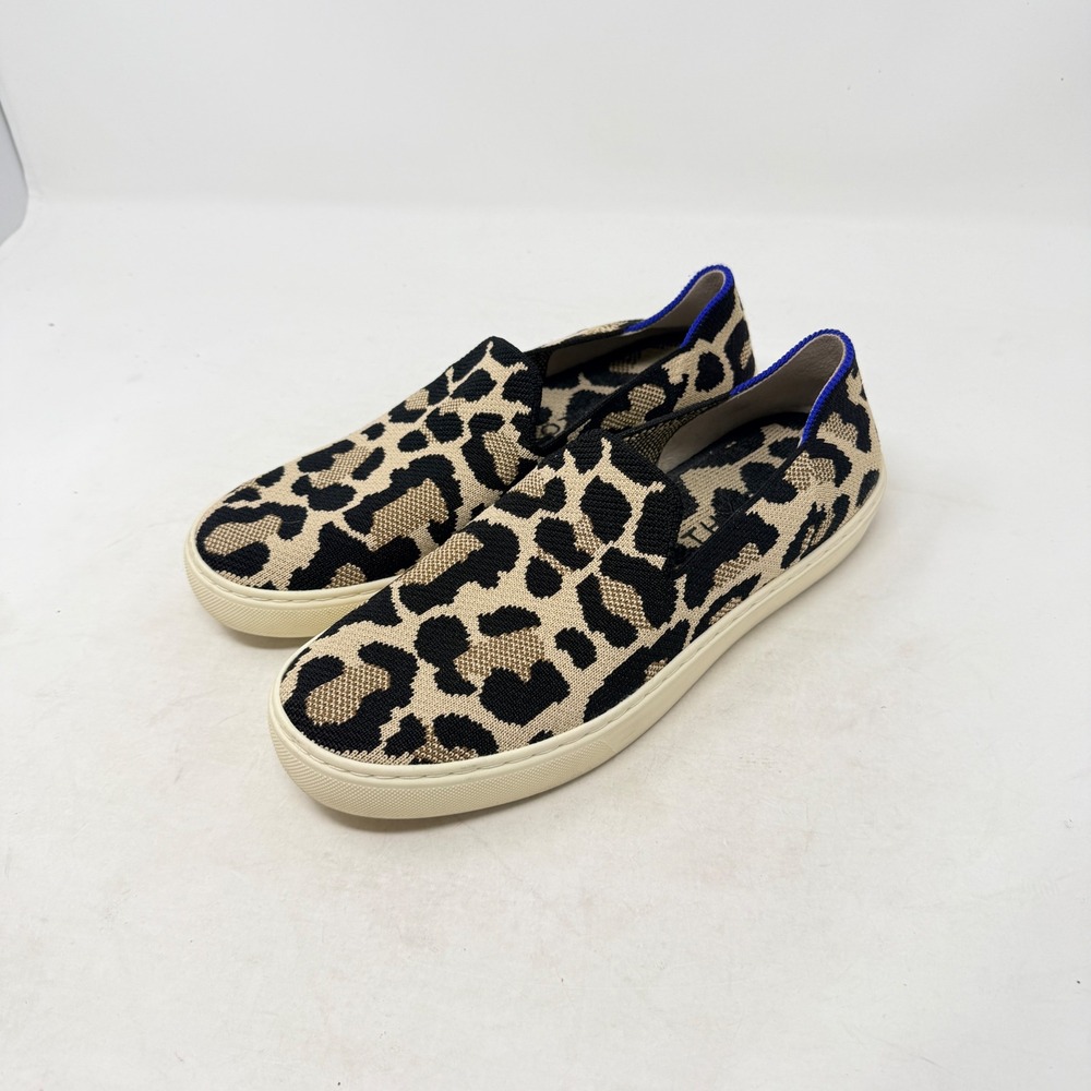 Rothy's The Sneaker Leopard Tan Size 8 Slip On Animal Print Sustainable Casual